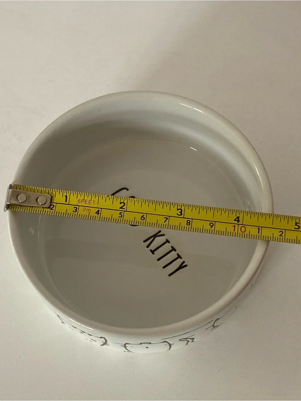 Cat Bowl Food Water Good Kitty White Ceramic 4.5” Embossed Cats All Around EUC